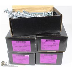 5 BOXES OF GRIP RITE SPLIT DRIVE ANCHORS