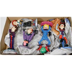 BOX OF VINTAGE TALL CLOWN STATUES