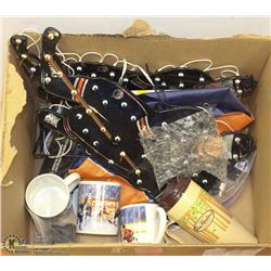 BOX WITH ASSORTED OILERS AND HOCKEY COLLECTIBLES