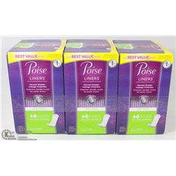 LOT OF 3 BEST VALUE POISE LINERS - 114 LINERS PER