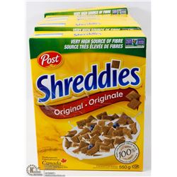 5 BOXES OF 550G SHREDDIES ORIGINAL CEREAL