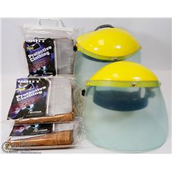 LOT OF 4 WELDERS LEATHER SPATS AND 2 GRINDING