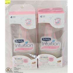 LOT OF 2 SCHICK INTUITION RAZORS - EACH WITH 4