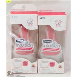 LOT OF 2 SCHICK INTUITION RAZORS - EACH WITH 4