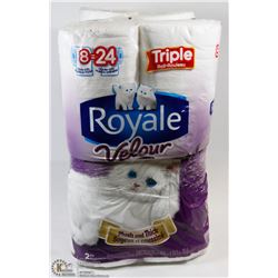 LOT OF 4 ROYAL 8PK TRIPLE ROLLS VELOUR TOILET