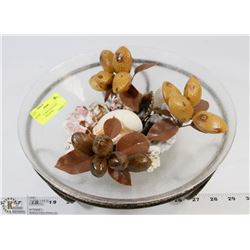 WROUGHT IRON AND GLASS CENTERPIECE BOWL