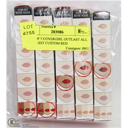 LOT OF 5 COVERGIRL OUTLAST ALL DAY ASST CUSTOM RED