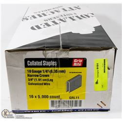 BOX OF GRIP RITE COLLATED STAPLES 3/4" 5,000 PCS