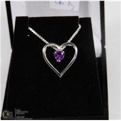 #104-GENUINE AMETHYST PENDANT NECKLACE 4.7G