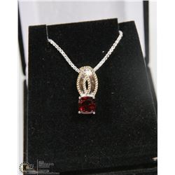 #102-GENUINE RED GARNET PENDANT NECKLACE 5.4G