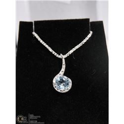 #101-GENUINE BLUE TOPAZ PENDANT NECKLACE 4.6G