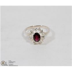 LADIES ESTATE NATURAL GARNET & DIAMOND RING