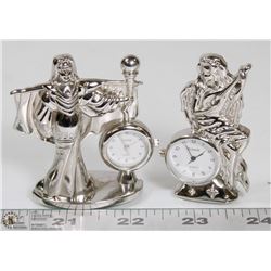 PAIR OF DESKTOP MINI CLOCKS - MUSICIAN WITH ROBED