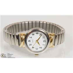 NEW TWO TONE QUARTZ WATCH WITH STEEL STRETCH