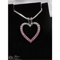 #105-GENUINE PINK SAPPHIRE PENDANT NECKLACE 5.6G