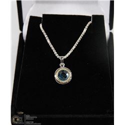 #100-GENUINE BLUE TOPAZ PENDANT NECKLACE 4.2G