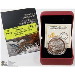 RCM 2015-$20 FINE SILVER COIN GRIZZLY BEAR THE