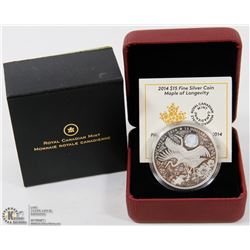 RCM 2014-$15 FINE SILVER COIN MAPLE OF LONGEVITY