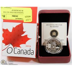 2013 CANADIAN $10 FINE SILVER COIN "THE INUKSHUK"