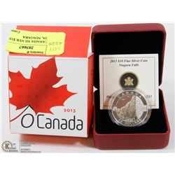 2013 O' CANADA SILVER $10 COIN , WITH COA, NIAGARA