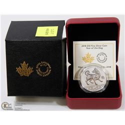 2018 $10 YEAR OF THE DOG FINE SILVER COIN