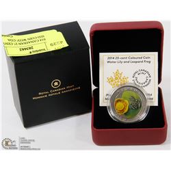 RCM 2014 CANADIAN 25 CENT COLORED COIN WITH COA