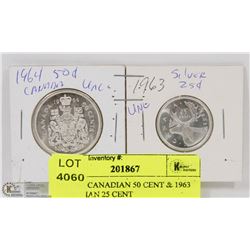 35) 1964 CANADIAN 50 CENT & 1963 CANADIAN 25 CENT