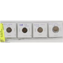 8) 1865, 1890, 1894, 1896 NEWFOUNDLAND 10 CENT