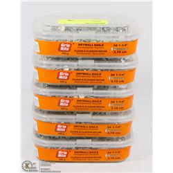 5 BOXES OF GRIP RITE DRYWALL NAILS 3D 1-1/4"