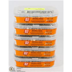 5 BOXES OF GRIP RITE DRYWALL NAILS 3D 1-1/4"
