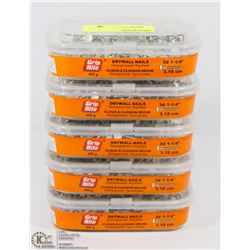 5 BOXES OF GRIP RITE DRYWALL NAILS 3D 1-1/4"