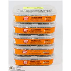 5 BOXES OF GRIP RITE DRYWALL NAILS 3D 1-1/4"
