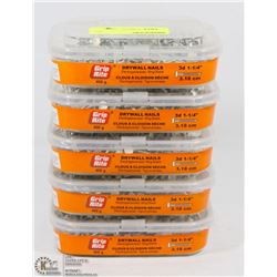 5 BOXES OF GRIP RITE DRYWALL NAILS 3D 1-1/4"