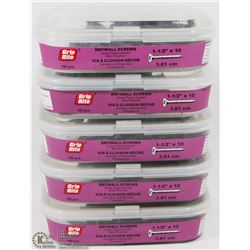 5 TUBS OF 1-1/2" X 10 DRYWALL SCREWS