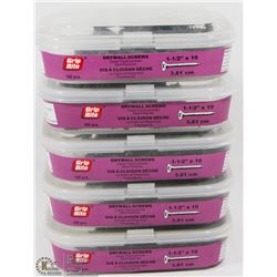 5 TUBS OF 1-1/2" X 10 DRYWALL SCREWS