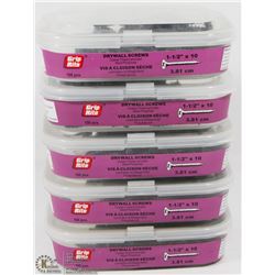 5 TUBS OF 1-1/2" X 10 DRYWALL SCREWS