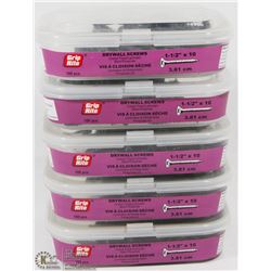 5 TUBS OF 1-1/2" X 10 DRYWALL SCREWS
