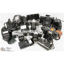 LARGE BOX OF ASSORTED VINTAGE CAMERAS AND