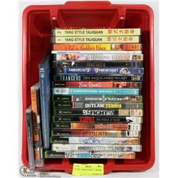 BOX W/ 9 XBOX GAMES, 12 MOVIES & 1 CD.