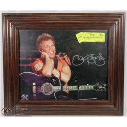 FRAMED BON JOVI AUTOGRAPHED PHOTO 13” X 11”
