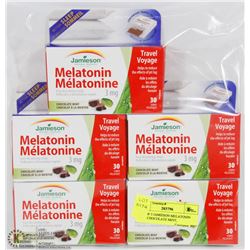 LOT OF 5 JAMIESON MELATONIN 3MG, CHOCOLATE MINT,