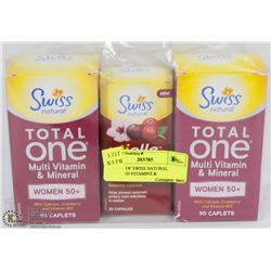 3 BOXES OF SWISS NATURAL ASSORTED VITAMINS &