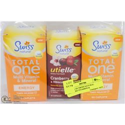 3 BOXES OF SWISS NATURAL ASSORTED VITAMINS &