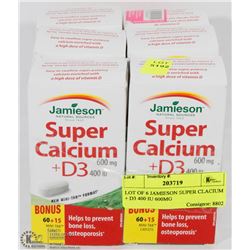 LOT OF 6 JAMIESON SUPER CALCIUM + D3 400 IU 600MG