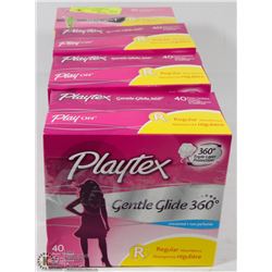 4 BOXES OF ASSORTED PLAYTEX REGULAR TAMPONS