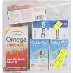 LOT OF 5 ASSORTED SUPPLEMENTS INCL CALCIUM TABLETS