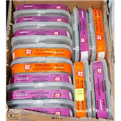12 TUBS OF ASSORTED DRYWALL NAILS AND SCREWS
