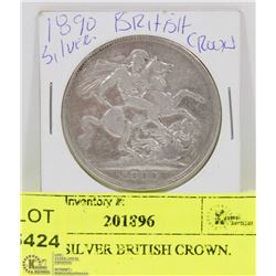 59) 1890 SILVER BRITISH CROWN.