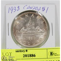 51) 1938 CANADIAN SILVER DOLLAR.