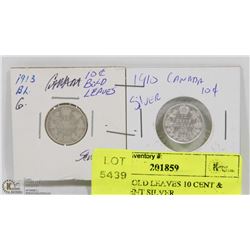 29) 1913 BOLD LEAVES 10 CENT & 1910 10 CENT SILVER